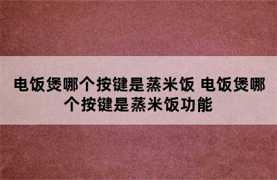 电饭煲哪个按键是蒸米饭 电饭煲哪个按键是蒸米饭功能